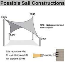 10 Tamaños Lona de Sombra de Agua Gris, Toldo Cuadrado y Rectangular, Bloquea el 95% de los Rayos UV, Para Patio, Jardín, Carport - Multicolor - Ver 11