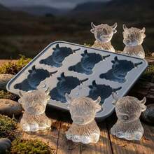 1 Khay silicon hình bò cao nguyên - Khuôn làm đá 3D hình bò dễ thương dùng cho rượu whisky, cocktail và làm bánh, khuôn silicon trang trí lễ Phục sinh và các ngày lễ, làm món tráng miệng sô cô la tự làm, kem que, đồ dùng nhà bếp, thích hợp cho gia đình, quán bar, câu lạc bộ, khuôn làm kem que silicon dễ lấy ra, làm kem que và kem đá tự làm thơm ngon, niềm vui mùa hè - Nhiều màu - Xem 4