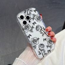 1 chiếc ốp lưng điện thoại chống rơi toàn thân bằng chất liệu TPU tối giản, họa tiết hoa hồng nơ, trong suốt, màu kem, tương thích với iPhone, Honor. - Trong sáng - Xem 4