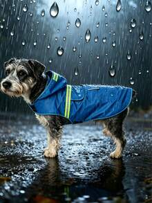 1 pieza Impermeable para perro con capucha - Ropa impermeable casual para mascotas para viajes nocturnos al aire libre, de 2 capas de poliéster duradero y ajuste cómodo, tela de PU, hebilla de , adecuado para perros pequeños, medianos y grandes, abrigo para mascotas todo clima, bata, bata de baño, decoración de baño, accesorios de baño, regalo del Día de San Valentín - Multicolor - Ver 12