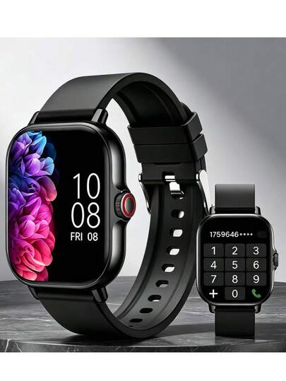 1.83英寸全屏金属机身智能手表，兼容iOS和安卓手机，支持通话/拨号，多种运动模式/海量表盘/内置游戏/AI语音控制/男女通用运动手表