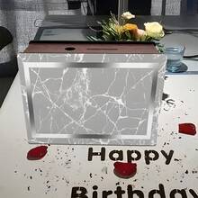 Hộp đựng tiền xu bằng gỗ màu xám giả đá cẩm thạch trang nhã, phụ kiện trang trí bàn ăn hoặc phòng khách. - Nhiều màu - Xem 2