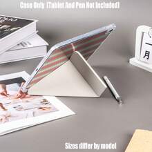 亚克力Y型折叠高透明保护壳，奶油色甜美波点条纹Y型折叠高透明款，奶油黄底粉蓝花卉竖条纹Y型折叠高透明保护壳特点：Y型三折支架设计，智能休眠/唤醒功能，全方位保护，亲肤边框材质，气囊防摔边框，多角度支架 - 彩色 - 查看 4