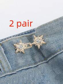 1对/2对 时尚牛仔腰带收紧器，带纽扣，可调节腰围，星形 - 彩色 - 查看 17