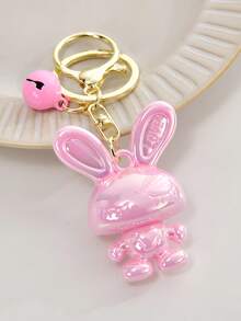 Lindo llavero de conejo de orejas largas de dibujos animados y colorido, colgante de figurita brillante, accesorio de campana femenina, dije para bolso, anillo creativo para llaves de coche, pequeño regalo - Multicolor - Ver 14