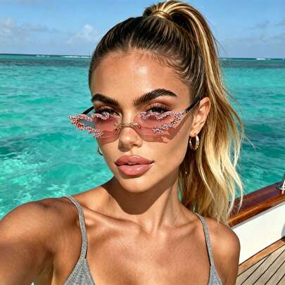 1pc Women's Unique Flame Shaped Fashion Charm Glasses, Suitable For Outings, Holidays, Beach, Parties, Stage Performance