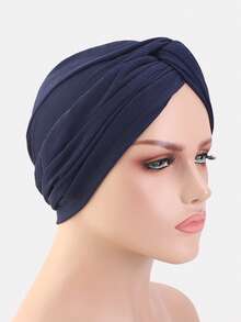 1 chiếc khăn trùm đầu kẻ sọc chéo mới dành cho nữ, kiểu khăn xếp, thích hợp sử dụng hàng ngày. - nhiều màu - Xem 7