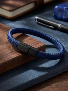 Vòng tay da thủ công thời trang 6mm, mặt dây chuyền nam châm màu đen dành cho nam giới, trang sức đeo tay. - vòng tay da có khóa từ tính - Xem 9