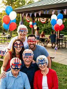 16pcs 250th Anniversary American Patriotic Party Decorative Glasses, 250th Anniversary Themed Paper Glasses, American Patriotic Themed Photo Booth Props Frame, Independence Day Memorial Decorative Gifts - Independence Day Paper Glasses - View 7