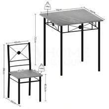 Dining Kitchen Table And Chairs 2 Seater Dining Room Set, 2 Seater Dining Chairs With Elegant Table Compact Wood Steel Frame Dining Kitchen Furniture - Black - View 11