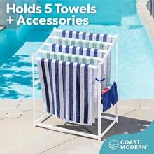 Toallero moderno de la , elija su color - Estante de secado para 5 toallas de playa de PVC para uso interior y exterior - Blanco - Ver 2