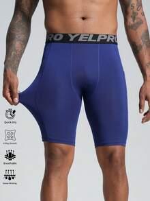 Compression Shorts With Pockets, Moisture-Wicking Elastic Tight Shorts For Fitness, Outdoor Sports, Running, Training - Royal Blue - View 3