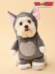 TOM & JERRY X PETSIN 1 pieza Ropa de disfraz de Tom cómoda y linda para mascotas (gatos y perros) - Gris - Ver 2