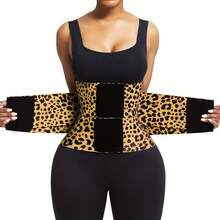 Leopard Print High Compression Back Support Waist Trainer Belt Gym Waist Cincher Trimmer Belt Tummy Control Body Shaper With Triple Wrap - 黃色 - 查看 12