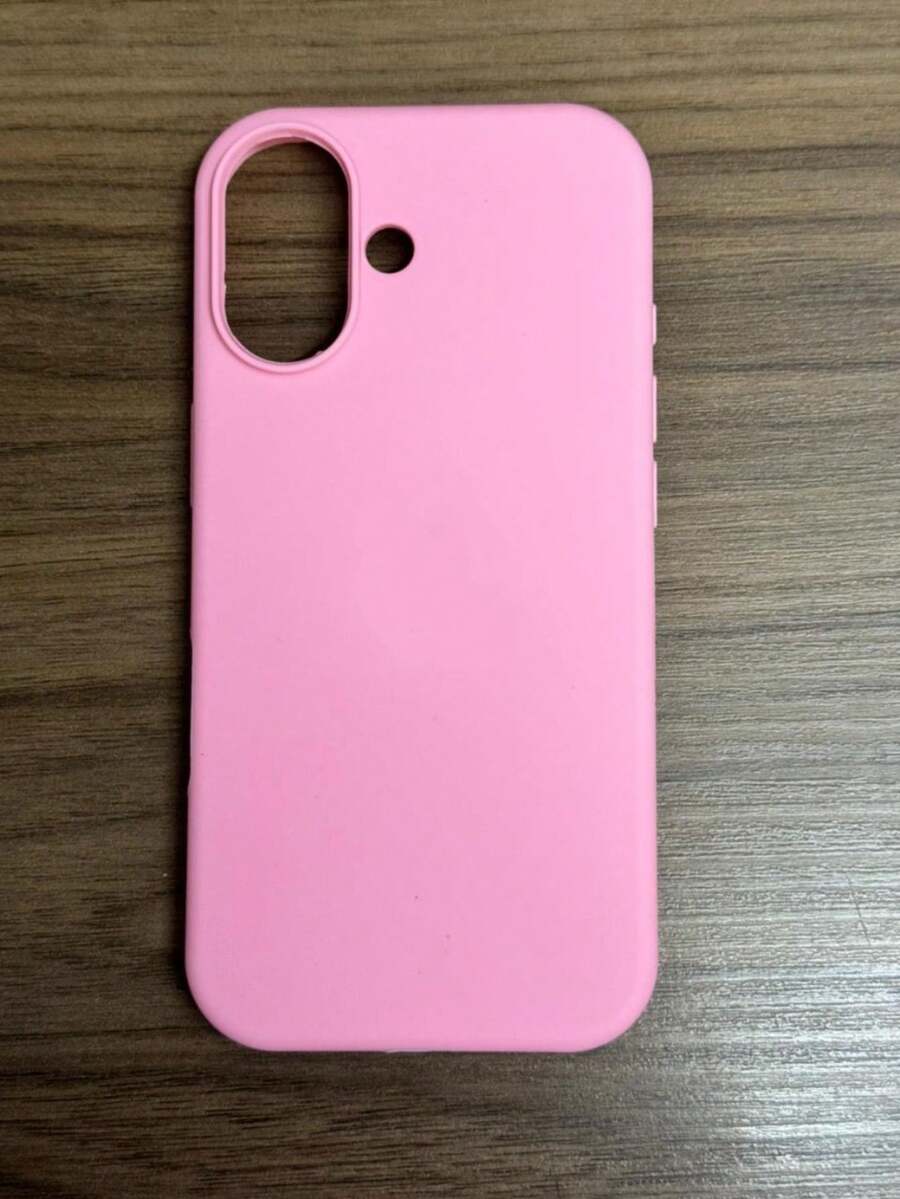 Premium Velvety Silicone Phone Case IP17 Open Camera Protective Case With Apple Logo - Rosa - View 1