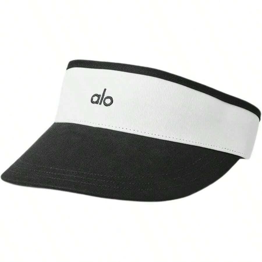 Alo Yoga Colorblock Visor Color-Block Design Cotton Sun Hat, Unisex And Couple Style. - 黑與白 - 查看 1