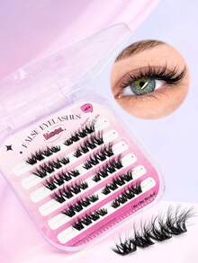 Rikuaild 48/72/84 Pcs Self-Adhesive Eyelash Clusters, 10-16mm Mixed Length, No Glue Needed, No Makeup Removal, Quick Makeup, 3D Fluffy Cat Eye Design Lash Clusters, Self-Adhesive DIY Lashes, Pre-Glued Lash Clusters, Natural Curled D-Curl Lash Clusters, No Glue Or Makeup Removal Required, False Eyelashes, Lash Clusters, Individual Lashes, False Lashes - D - Xem 7