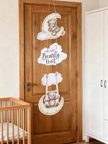 Conjunto de 1 decoração de porta de papel com tema de urso marrom para chá de bebê, decoração para festa de chá de bebê, festa temática de revelação de gênero, menino ou menina, decoração de porta de papel para chá de bebê, banner para pendurar com design de ursinho de pelúcia "Mal podemos esperar", decoração de fundo para festa de recém-nascido, decoração para pendurar na porta, adereços para fotografia, artigos para festa de chá de bebê, decoração para festa de aniversário com tema de ursinho de pelúcia, presente para chá de bebê, lembrancinha de festa - Urso pardo - Ver 6