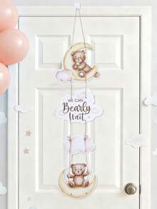 Conjunto de 1 decoração de porta de papel com tema de urso marrom para chá de bebê, decoração para festa de chá de bebê, festa temática de revelação de gênero, menino ou menina, decoração de porta de papel para chá de bebê, banner para pendurar com design de ursinho de pelúcia "Mal podemos esperar", decoração de fundo para festa de recém-nascido, decoração para pendurar na porta, adereços para fotografia, artigos para festa de chá de bebê, decoração para festa de aniversário com tema de ursinho de pelúcia, presente para chá de bebê, lembrancinha de festa - Urso pardo - Ver 2