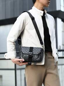 1pc All-Season Allover Print Flap Cover Messenger Bag For Men, Portable Shoulder/Crossbody Bag Suitable For Work, School, Shopping, Travel, Great Gift For Father's Day ,Fathers Day Gift ,City Bag - Multicolor - View 6