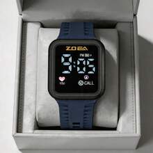 ZOEA Sports Smartwatch With Breathable Perforated Strap + Square Touchscreen + Fitness Style + Daily/Sport Use + Smartwatch - أزرق بحري - مشاهدة 4