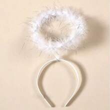 3 Peças Conjunto de Asas de Anjo Brancas para Adultos, Inclui Tiara de Penas e Varinha, Design Elástico, Adequado para Halloween, Natal, Aniversário, Casamento, Apresentação no Palco, Cosplay, Acessórios Fotográficos e Decoração de Feriados, Ótimo Presente para Família e Amigos - A - Visão 19