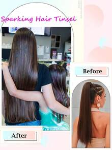 12 Colors Shiny Hair Braiding Tool Set, Heat Resistant Glitter Fairy Hair Accessories, Suitable For Women Girls Makeup Ball Cosplay - Multicolor - View 5