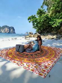 1pc New Outdoor Waterproof Anti-Sand Digital Printed Picnic Mat/Beach Towel, Fashionable And Fresh Pattern, Suitable For Camping And Picnics - B - View 8