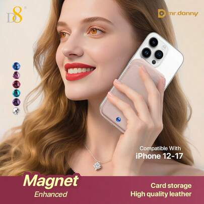  Cartera magnética D8 para [teléfono ligero y delgado] Soporte de cartera de teléfono mejorado, con imán incorporado fuerte, compatible con MagSafe para iPhone 17/16Pro Max/15/14 Plus/13/12/12 Pro Series, soporte ajustable, tapa con bisagra, gran capacidad para sostener 3-4 tarjetas estándar y cambio