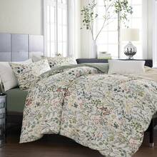 3pcs Sage Green Floral Garden Bedding Set, Vintage Floral Suit Duvet Cover Set, Countryside Floral Duvet Cover, Soft Feather Duvet Cover, Decorative Bedding Set For Modern Bedroom, Suitable For Women & Teens, 100% Polyester, Machine Washable, All Season, Ideal For Bedroom Or Guest Room, Includes 1 Duvet Cover & 2 Pillow Shams, Filling Not Included - Cadet Blue - View 3