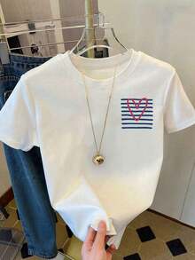 short-sleeveCamiseta de mujer, camiseta gráfica de manga corta de estilo casual de calle, linda blusa de verano100% Cotton - Blanco - Ver 3