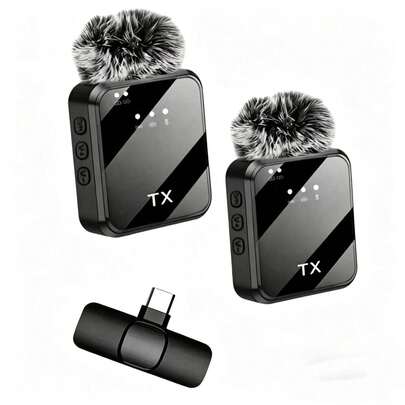 Professional Wireless Lavalier Microphone, Plug And Play, 3-In-1 Wireless Lavalier Microphone, 2-In-1 Wireless Lavalier Microphone, Multiple Ports Available, Professional Smart Noise Cancellation, Suitable For Smartphones, Plug And Play, Applicable For Video Recording, Teaching, Interviews, Podcasts, Live Streaming Etc., Professional Equipment, Wireless Omnidirectional Condenser Recording Microphone, Rechargeable Battery 230mAH.