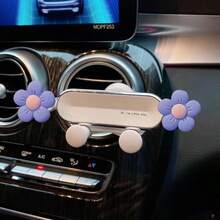 yucen 1PC Floret Car Phone Holder, Exquisite Flower Vent Clip Design, Horizontal & Vertical Air Vent Mount, Auto-Lock & Stable, Universal Car Navigation Bracket, Fashion Car Accessories To Add A Touch Of Exquisiteness - Original Flower - View 19