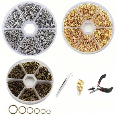 WGRXIRANYKM 1 Hộp Vòng Nối O-ring Màu Bạc và Vàng, Vòng Nối Kim Loại Hở, Tuyệt Vời Cho Việc Làm Trang Sức và Vòng Cổ | Vật Dụng Thủ Công Đa Chức Năng | Vòng Nối Thủ Công Bền Chắc