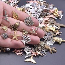 Bộ 30/50/100 chiếc mặt dây chuyền hình mực, sao biển, vỏ sò bằng hợp kim thuộc dòng Ocean Series - phụ kiện làm trang sức DIY. - trộn ngẫu nhiên - Xem 6