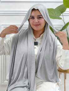 1条女士速戴头巾，100%纯棉系带围巾，经典纯色披肩式围巾，柔软舒适的粘胶面料，适合日常佩戴、搭配长袍以及节日场合。 - 彩色 - 查看 7