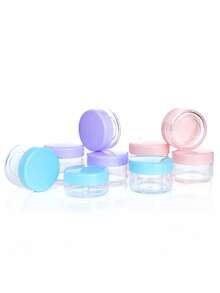1/5pcs 10g Travel Size Colorful Cream Jars, Cosmetic Cream Jars, Multi-Color Round Sample Containers, Mini Portable Plastic Boxes, Mini Transparent Cream Jars, Empty Plastic Cosmetic Makeup Jars, Transparent Sample Bottles, Cosmetic Moisturizing Sample Containers - Multicolor - View 2