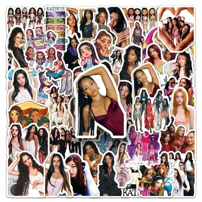 50 miếng dán graffiti nghệ thuật KATSEYE dùng để tự trang trí sổ kế hoạch, ván trượt, đàn guitar, bình nước, và các vật trang trí ngày lễ khác.