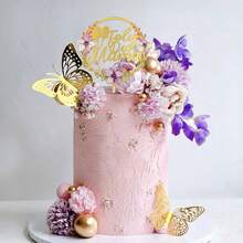 1pc/3pcs/5pcs Acrylic "Feliz Dia Mama" Floral Mother's Day Cake Topper, Suitable For Mother's Day Party Cake Decorations - Multicolor - View 4