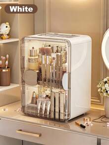 Makeup Organizer With Drawers, Cosmetic Display Case With Brush Holders, Cosmetic Storage For Dresser Vanity And Bathroom Countertop, Easy To Store Lipsticks, Nail Polishes, Perfumes, Eyeshadow Palettes, White - 白色 - 查看 6