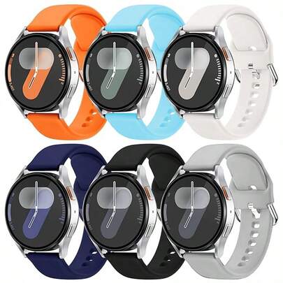 Bộ 6 dây đeo tương thích với Samsung Galaxy Watch 7/FE/6/5/4 40mm 44mm/Watch 5 Pro 45mm/Galaxy Watch 4 Classic 42mm 46mm dành cho nam và nữ, dây đeo thể thao bằng silicon mềm.