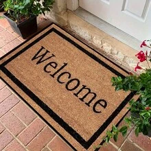 Modern Welcome Rug With "Welcome" Sign - Non-Slip Thick Pile Suitable For /Outdoor Use, Machine Washable Soft Suitable For Entryway, Front Door, Kitchen, Bathroom - Neutral Colors (,) - trắng - Xem 2