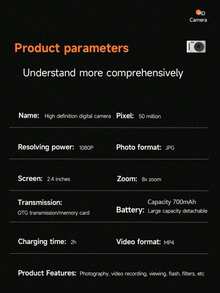 M26 CCD Digital Camera, 700mAh Battery, High Definition Digital Camera, Travel Essential, Point-And-Shoot Camera, Compact Camera, Portable Camera, Lightweight Design, Fashionable Camera, Reliable Performance, USB Interface, Suitable For Travelers And Photography Enthusiasts, Comes With 64GB Storage Card - View 10