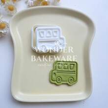 Khuôn cắt bánh quy hình phương tiện giao thông bằng nhựa, hình xe hơi 3D hoạt hình, có thể ấn để tạo hình bánh quy, dụng cụ làm bánh ngọt trong nhà bếp. - trắng - Xem 4
