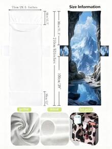 1件装涤纶沙滩椅套，雪山洞穴图案，速干休闲椅巾，带侧袋，适合沙滩、泳池派对、日光浴、夏季度假和户外活动 - A - 查看 3