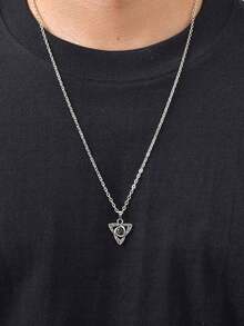 1 pieza Collar colgante de acero inoxidable con turquesa estilo gótico retro para hombres, regalo del Día del Padre - Multicolor - Ver 3