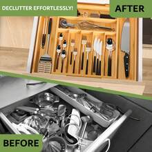 2026 Popular Spring Summer Extensible Drawer Storage Box With Adjustable Tray, Multi-Functional Organizer Cutlery, Knives & Utensils, Kitchen Drawer Organizer Also Suitable Bedroom & Living Room Storage - 1 - Xem 9
