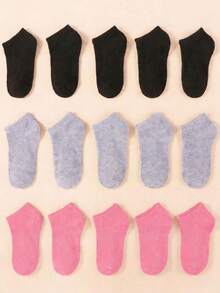 1/10/30 Pairs Random Color Kids Socks, Baby Essential Newborn Socks, 4th Of July Gift Socks, Black Socks, White Socks, Grey Socks, Solid Color Low-Cut Socks, Summer Kids & Teens Essential Socks, Back To School, Boys, Girls, Students - Multicolor - View 6