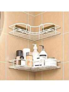 1 pieza Estantería de esquina para ducha de acero inoxidable - a prueba de óxido, organizador de pared para el baño para almacenar champú, tónico y cosméticos - Multicolor - Ver 11