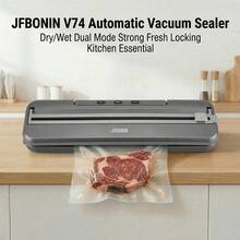 JFBONIN Máy hút chân không bảo quản thực phẩm, lực hút 55kPa, dùng được cho cả thực phẩm khô và ướt, bao gồm 10 túi hút chân không, thích hợp sử dụng trong gia đình. - Phích cắm loại C của EU (220-240V) - Xem 4